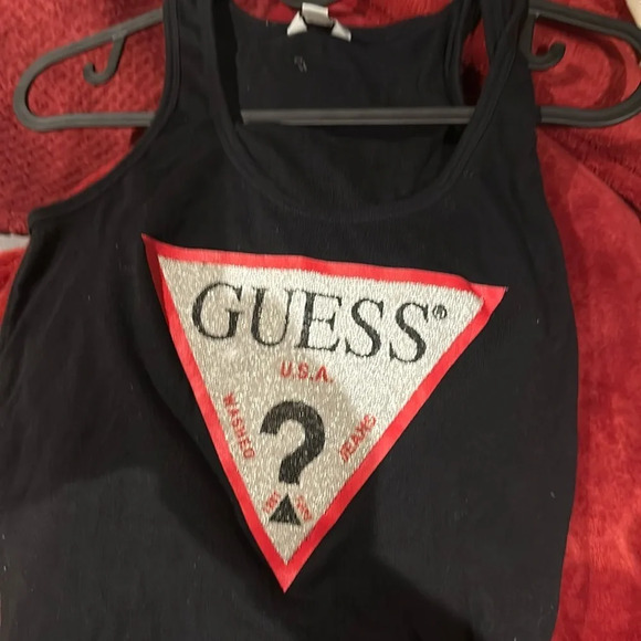 Y2K Guess Bedazzled  Black Tank Top Sz M - Picture 3 of 8